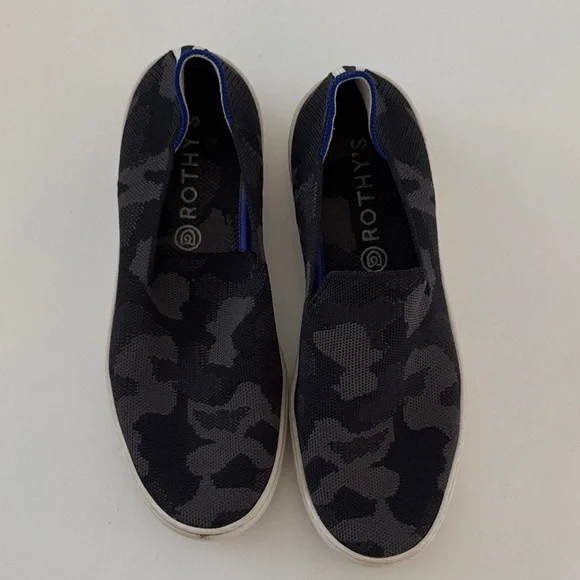Rothy's Original Slip On Sneaker Women’s size 9 Camouflage black and grey - Picture 2 of 8